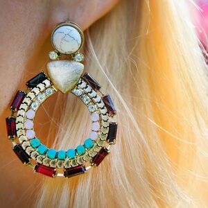 ZARA Gorgeous red gold gemstone turquoise earrings